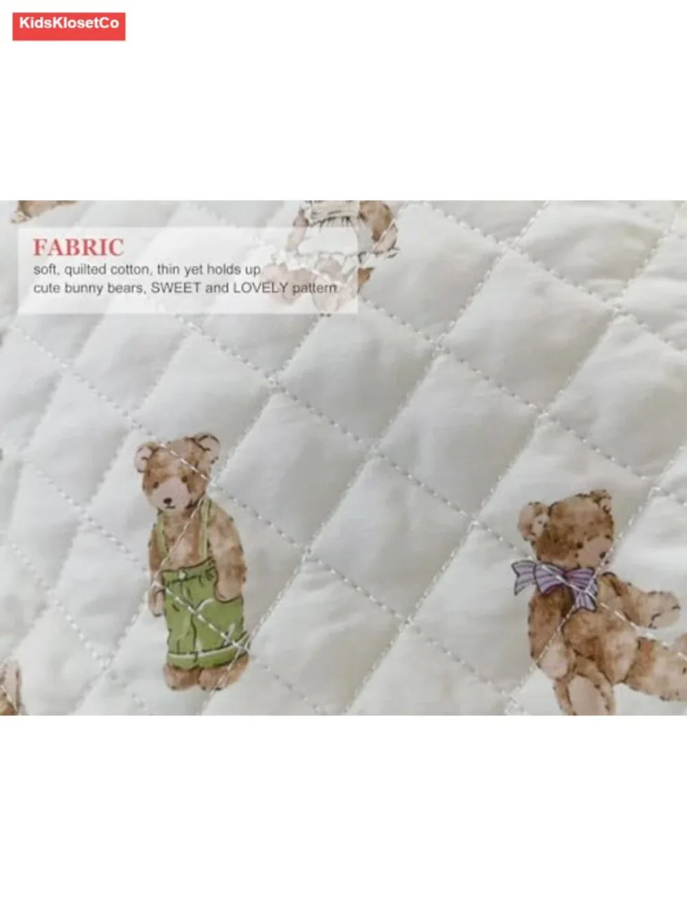 Quilted Canvas 2-Piece Travel Pouch Set with Teddy Bear Design